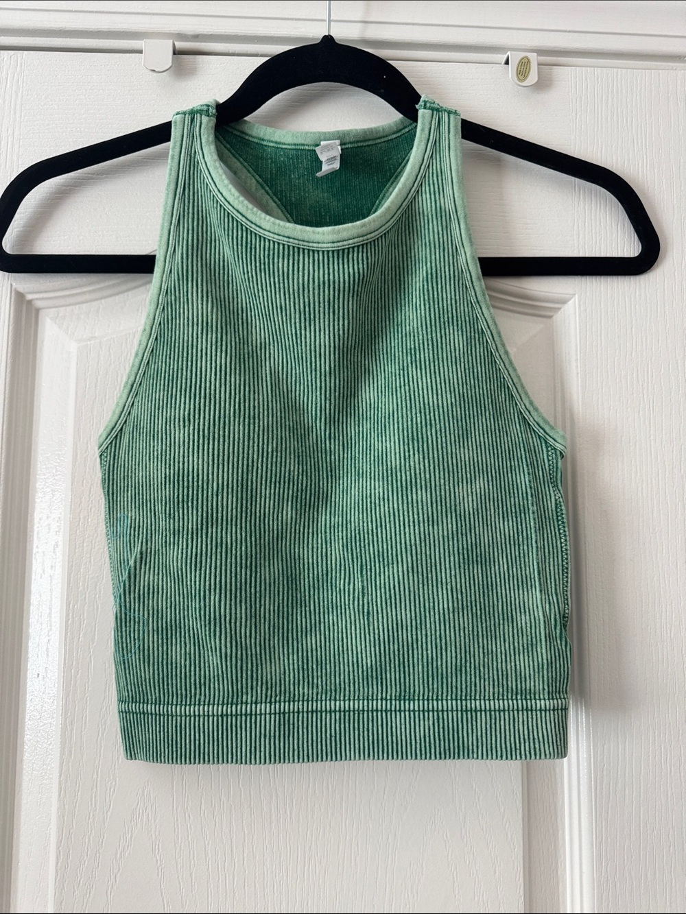 Zenana Ribbed Racerback Crop Tank Top - Kelly Green